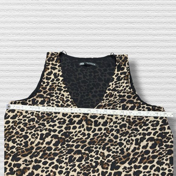 Zara Leopard Cheetah Animal Print Flowy Sleeveless V Neck Blouse Tank Top XS - Picture 3 of 6